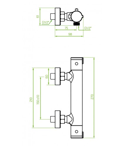 Brausearmatur TERMICO Schwarz Badarmatur Duschbatterie