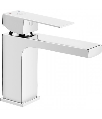 Waschtischarmatur Kleine KVADRATO Silber Badarmatur Waschtischbatterie + Click-Clack