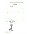 Waschtischarmatur Hoch LARGO Schwarz-Silber Badarmatur Waschtischbatterie + Click-Clack