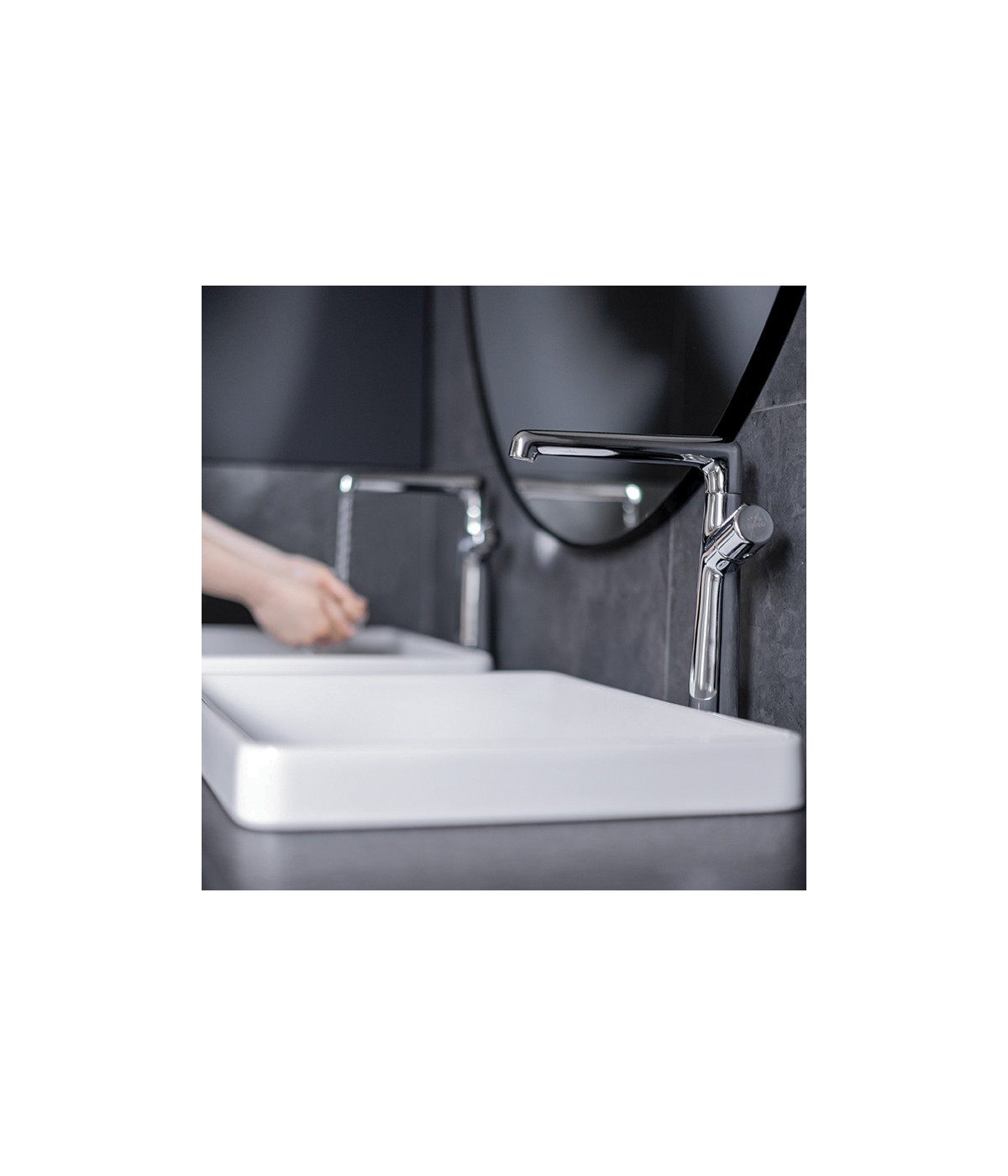 Waschtischarmatur Hoch PRETTO Silber Badarmatur Waschtischbatterie + Click-Clack