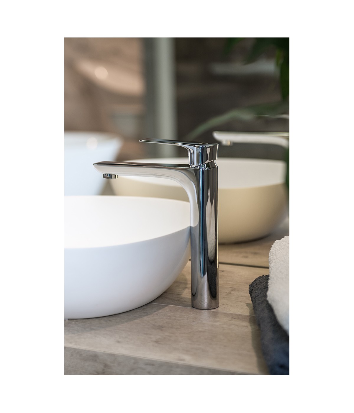 Waschtischarmatur Hoch RAILA Silber Badarmatur Waschtischbatterie + Click-Clack
