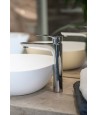 Waschtischarmatur Hoch RAILA Silber Badarmatur Waschtischbatterie + Click-Clack