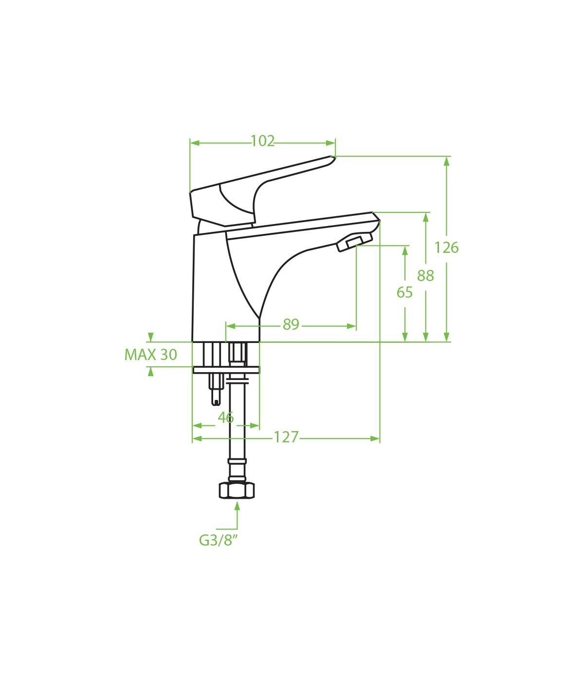 Waschtischarmatur Kleine RONDOZ Silber Badarmatur Waschtischbatterie + Click-Clack