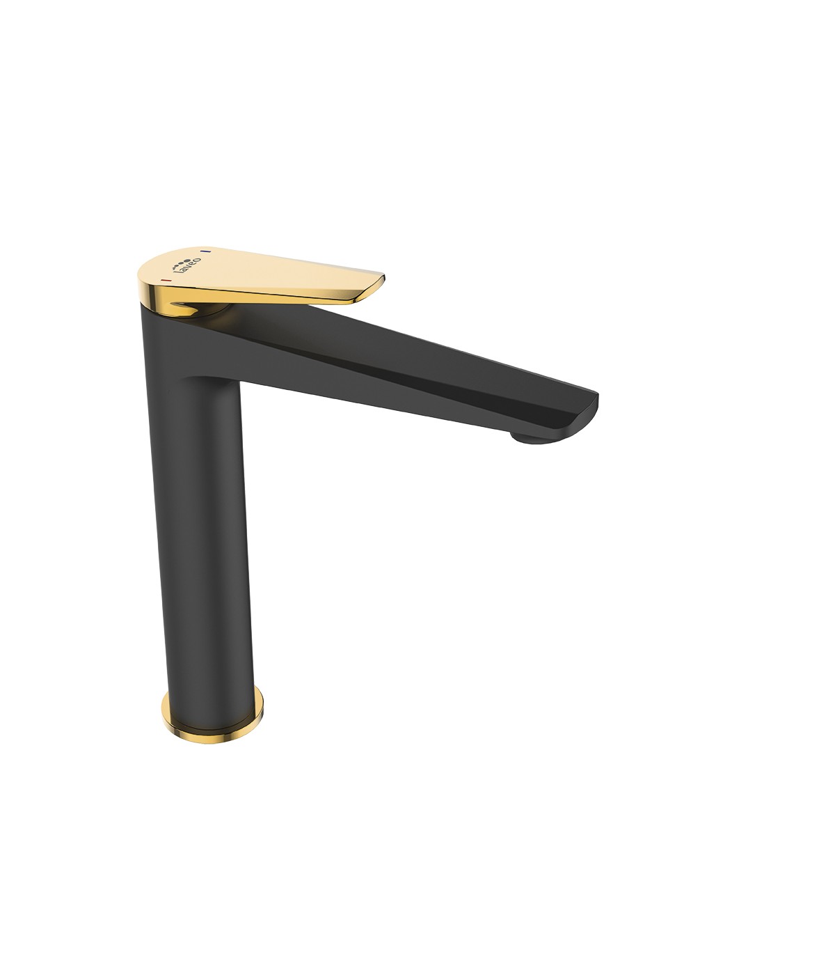 Waschtischarmatur Hoch RUBIO Schwarz-Gold Badarmatur Waschtischbatterie + Click-Clack