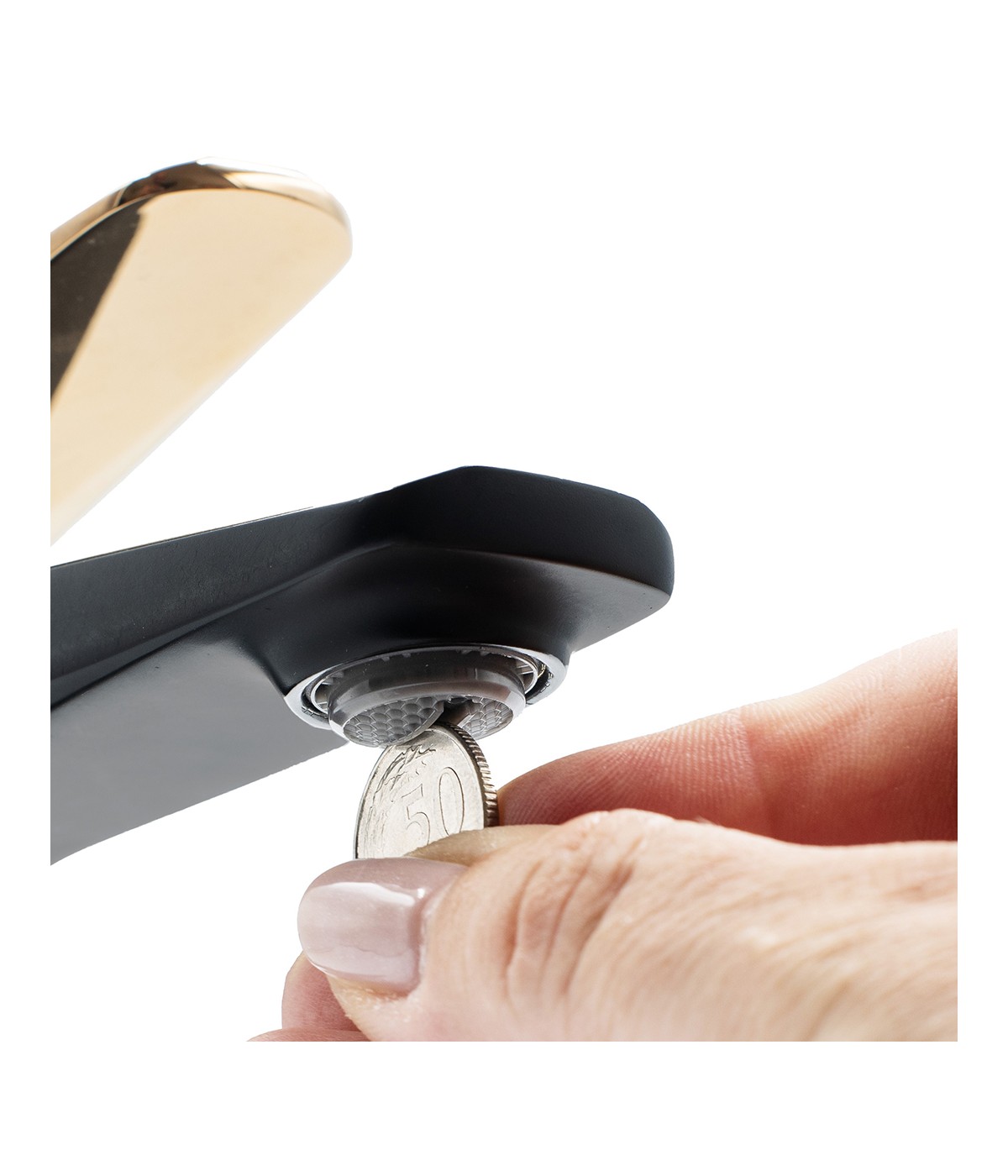 Waschtischarmatur Hoch RUBIO Schwarz-Gold Badarmatur Waschtischbatterie + Click-Clack