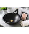 Waschtischarmatur Hoch RUBIO Schwarz-Gold Badarmatur Waschtischbatterie + Click-Clack