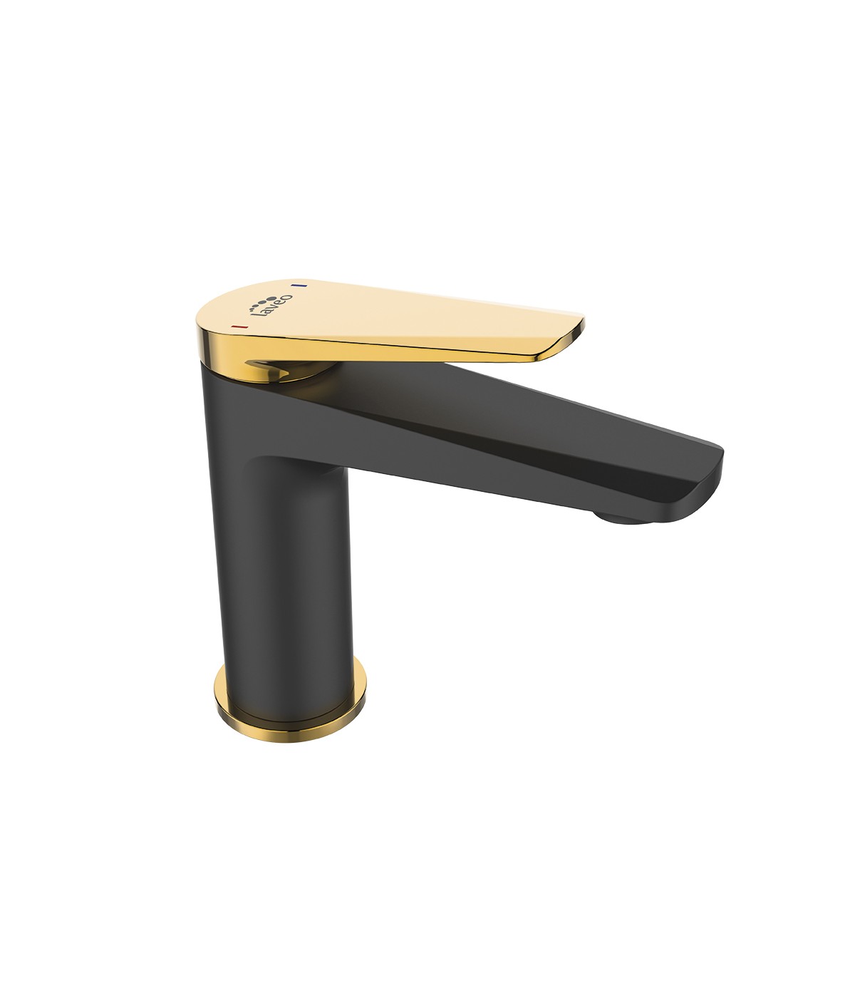 Waschtischarmatur Kleine RUBIO Schwarz-Gold Badarmatur Waschtischbatterie + Click-Clack