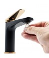 Waschtischarmatur Kleine RUBIO Schwarz-Gold Badarmatur Waschtischbatterie + Click-Clack