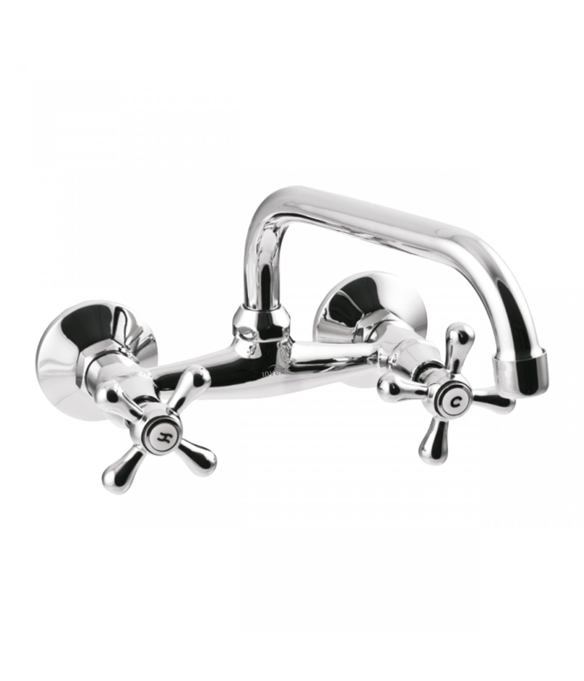 Küchenarmatur Wandmontage ROMA 25 cm Silber Küchenmischer
