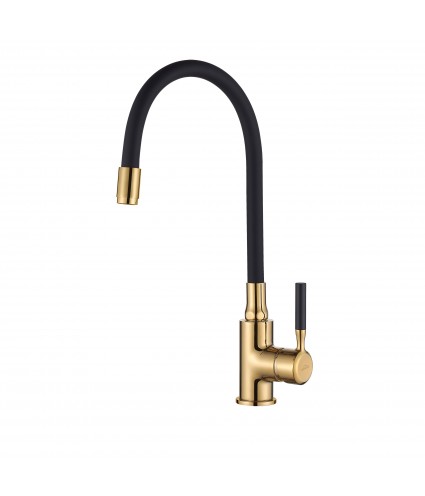 Küchenarmatur GLAMOUR Schwarz-Gold Küchenmischer mit flexiblen Auslauf