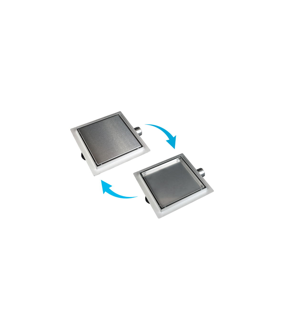 Quadrat Duschrinnen SQ-DRAIN 15x15 cm in Silber, Abfluss Befliesbar 2in1