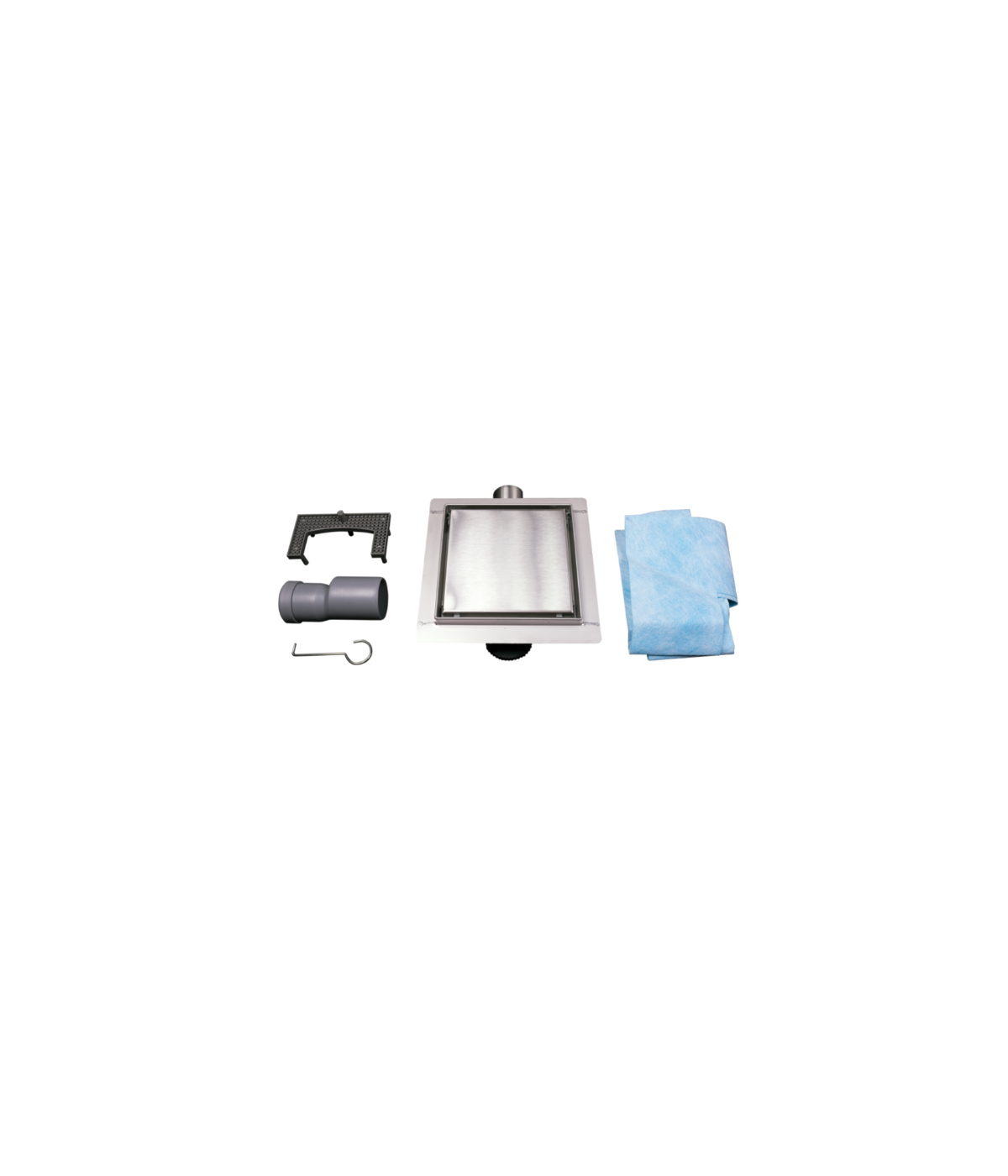 Quadrat Duschrinnen SQ-DRAIN 15x15 cm in Silber, Abfluss Befliesbar 2in1