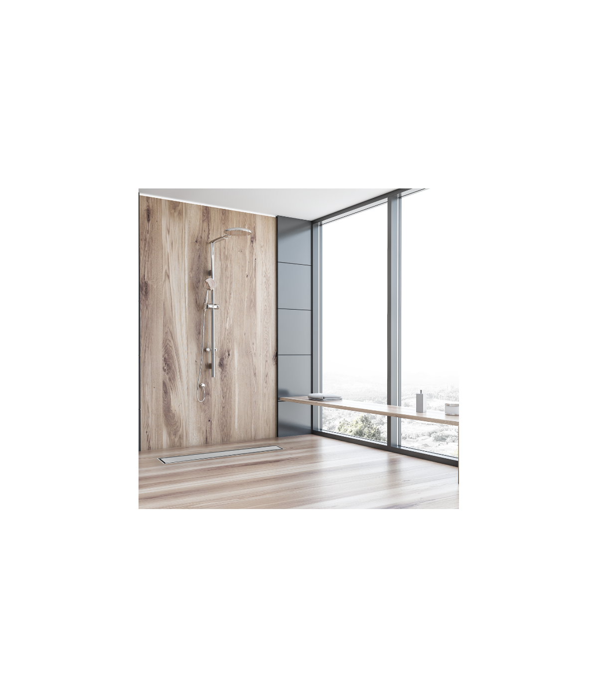 Duschrinnen 360 DRAIN 120 cm in Silber, Abfluss Befliesbar 2in1