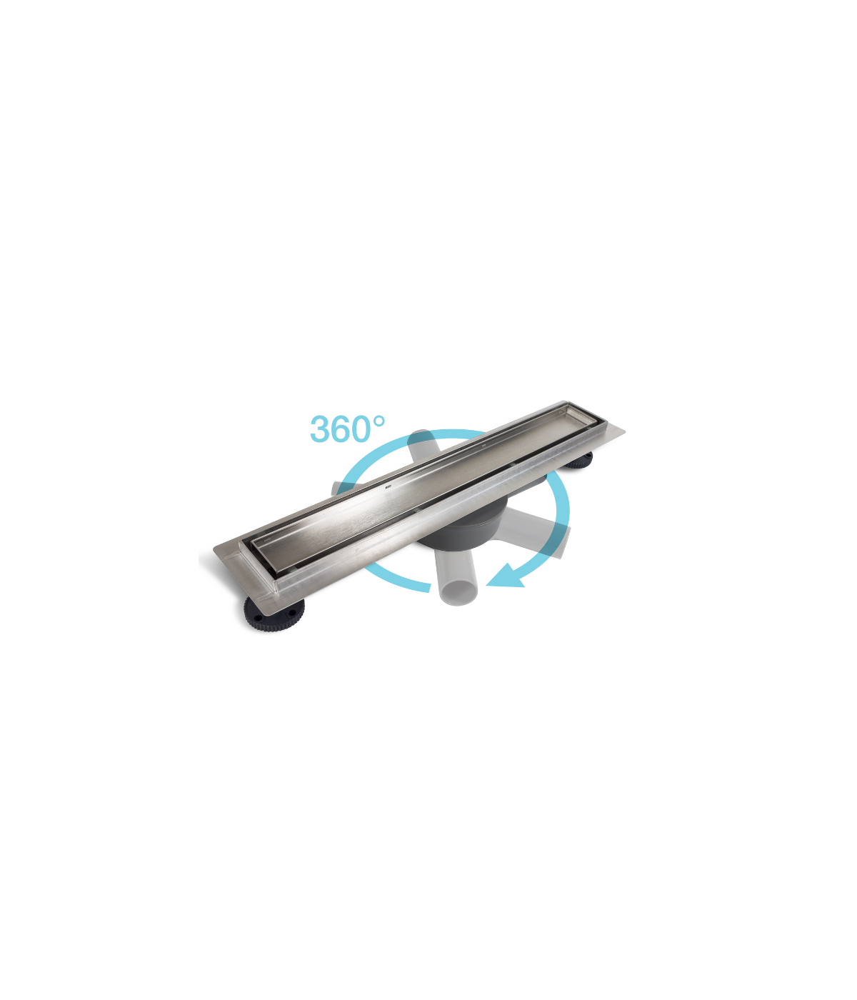Duschrinnen 360 DRAIN 120 cm in Silber, Abfluss Befliesbar 2in1