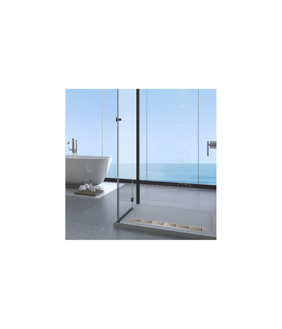 Duschrinnen DECOR DROPS NEXT 80 cm in Silber