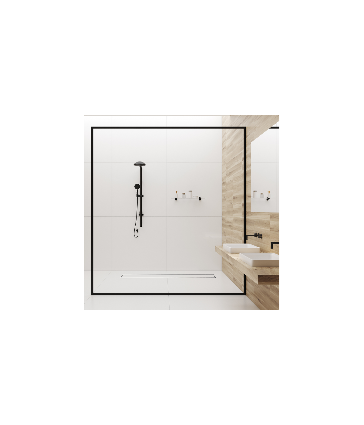 Duschrinnen DUPLEXA 120 cm in Silber, Abfluss Befliesbar 2in1