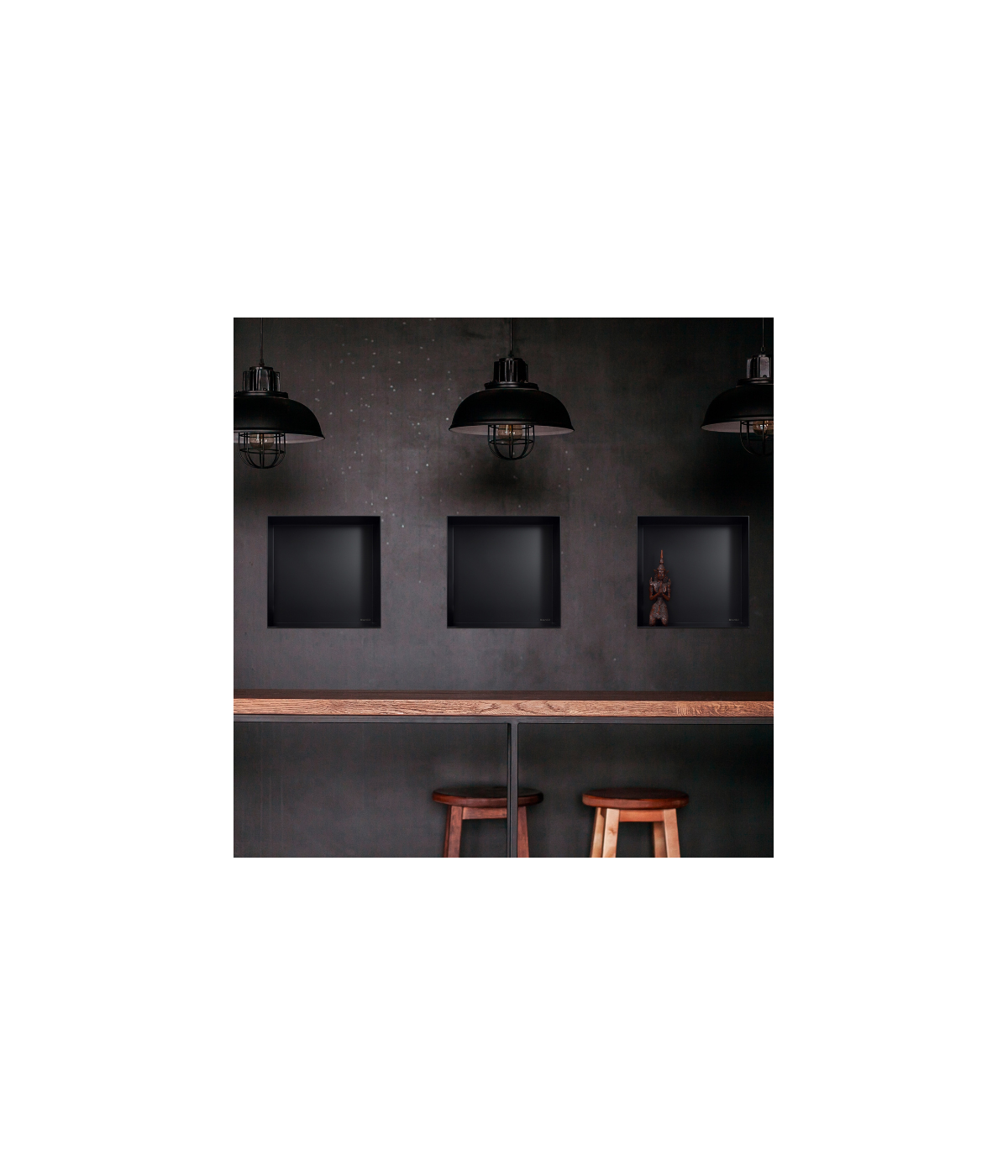 Duschnische Wandnische WALL BOX NO RIM 30x30x10 cm Schwarz