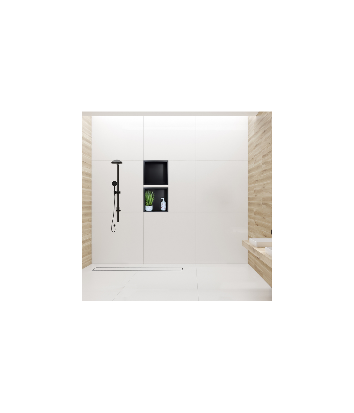 Duschnische Wandnische WALL BOX ONE 30x30x7 cm Schwarz