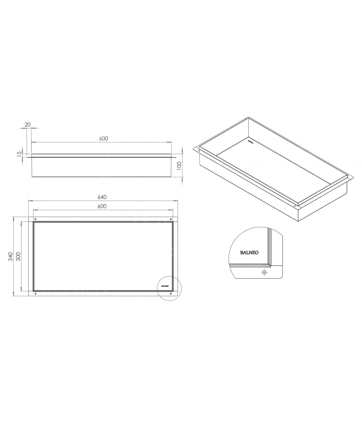 Duschnische Wandnische WALL BOX NO RIM 30x60x10 cm Silber