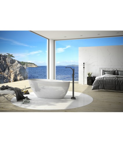 Freistehende Badewanne Oval 160x70 GOYA Mineralguss Ablaufgarnitur CLICK CLACK GRATIS !