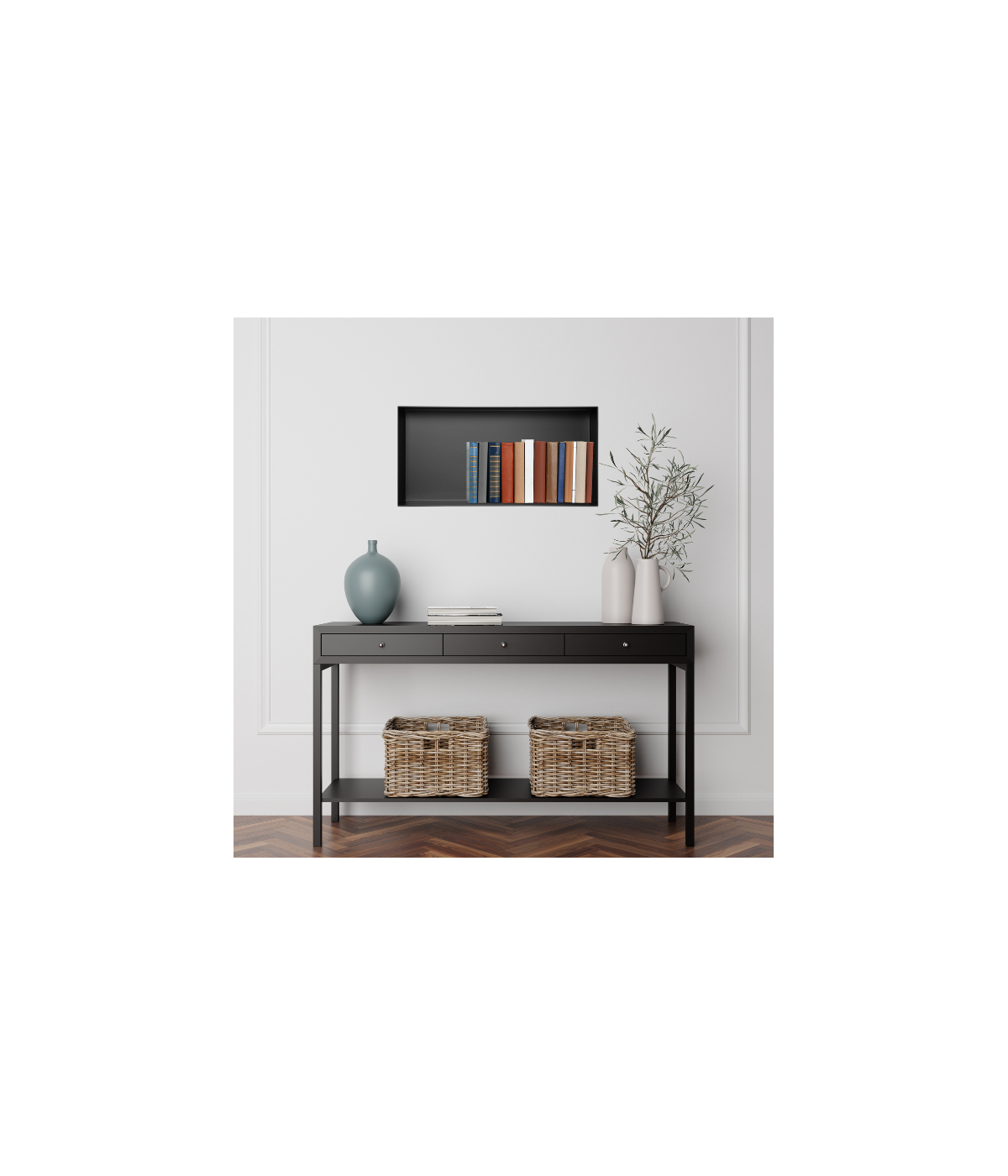 Duschnische Wandnische WALL BOX NO RIM 30x60x7 cm Schwarz
