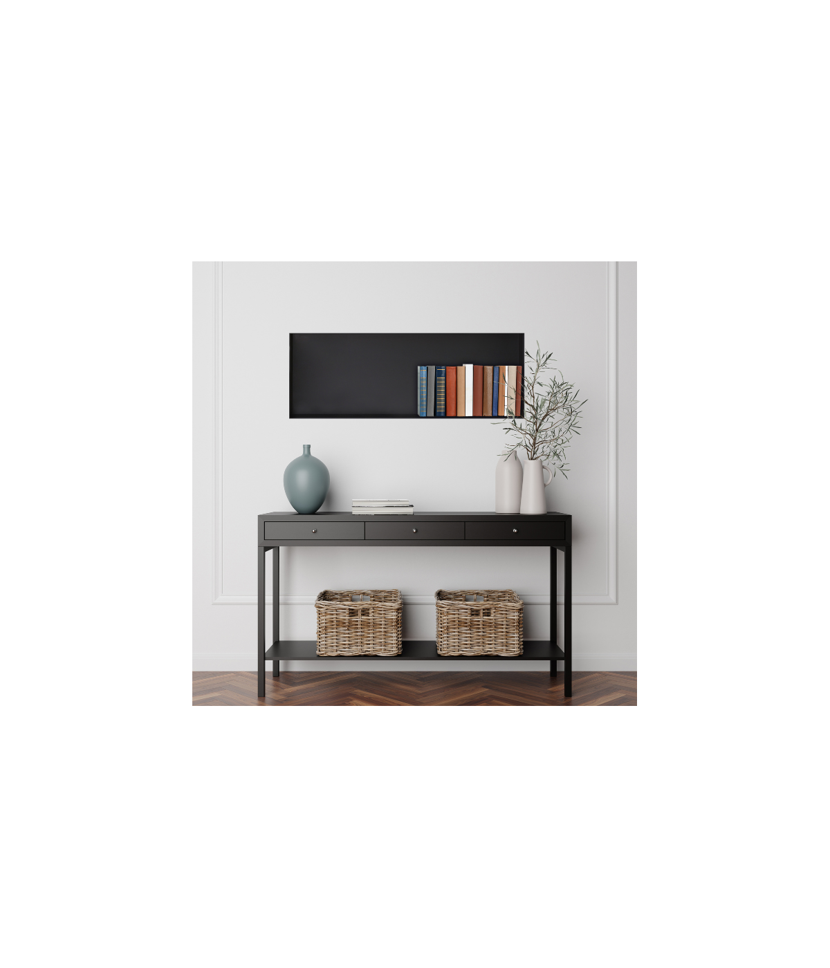 Duschnische Wandnische WALL BOX NO RIM 30x90x10 cm Schwarz