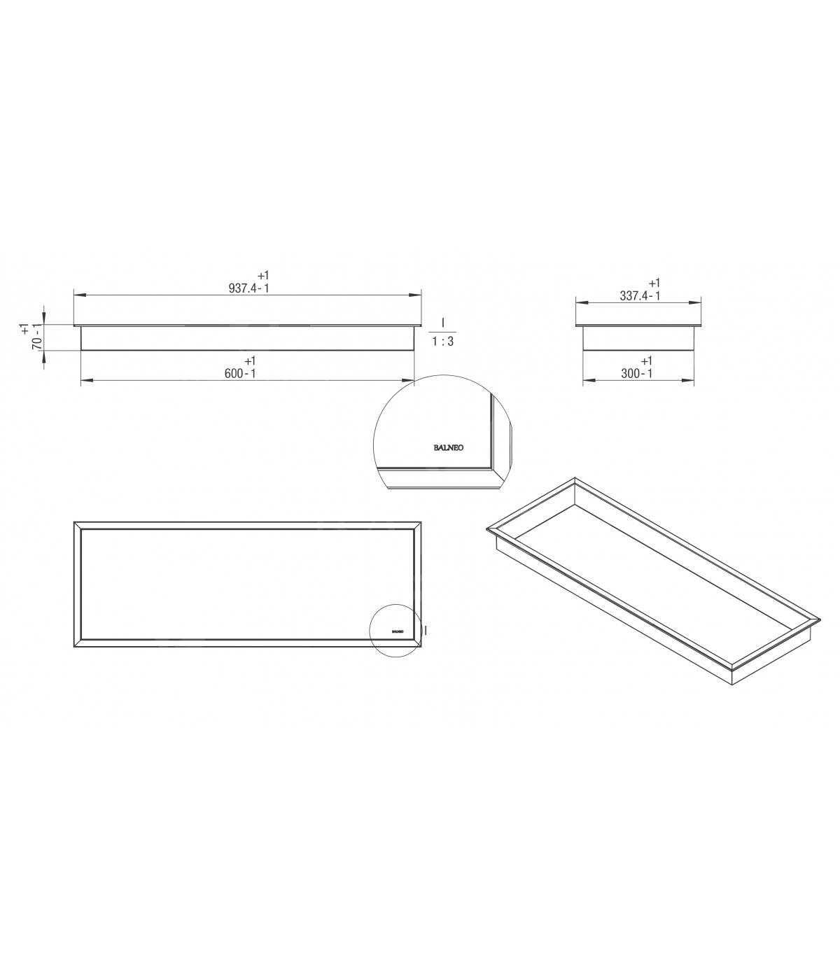 Duschnische Wandnische WALL BOX ONE 30x90x7 cm Kupfer