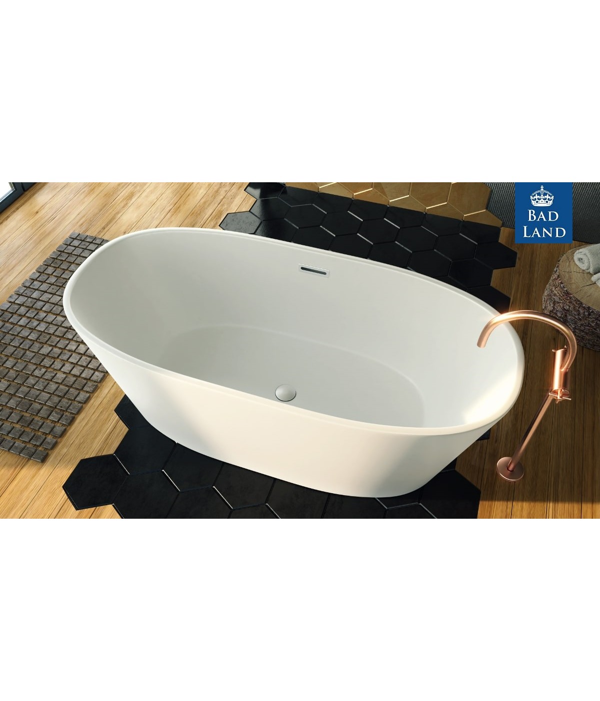 Freistehende Badewanne Oval 170x70 SALINA MONOLITH ACRYL Ablaufgarnitur CLICK CLACK GRATIS !
