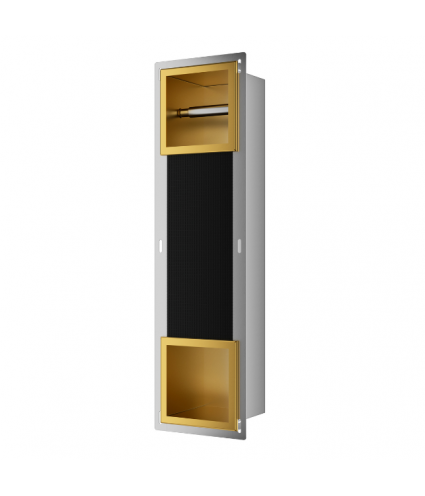 Unterputz Wandnische Toilettenpapierhalter WALL BOX PAPER 2 Gold, mit Toilettenpapieraufbewahrung