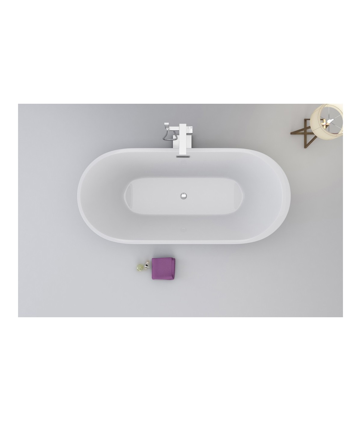 Freistehende Badewanne Oval 170x80 RENOZ MONOLITH ACRYL Ablaufgarnitur CLICK CLACK GRATIS !