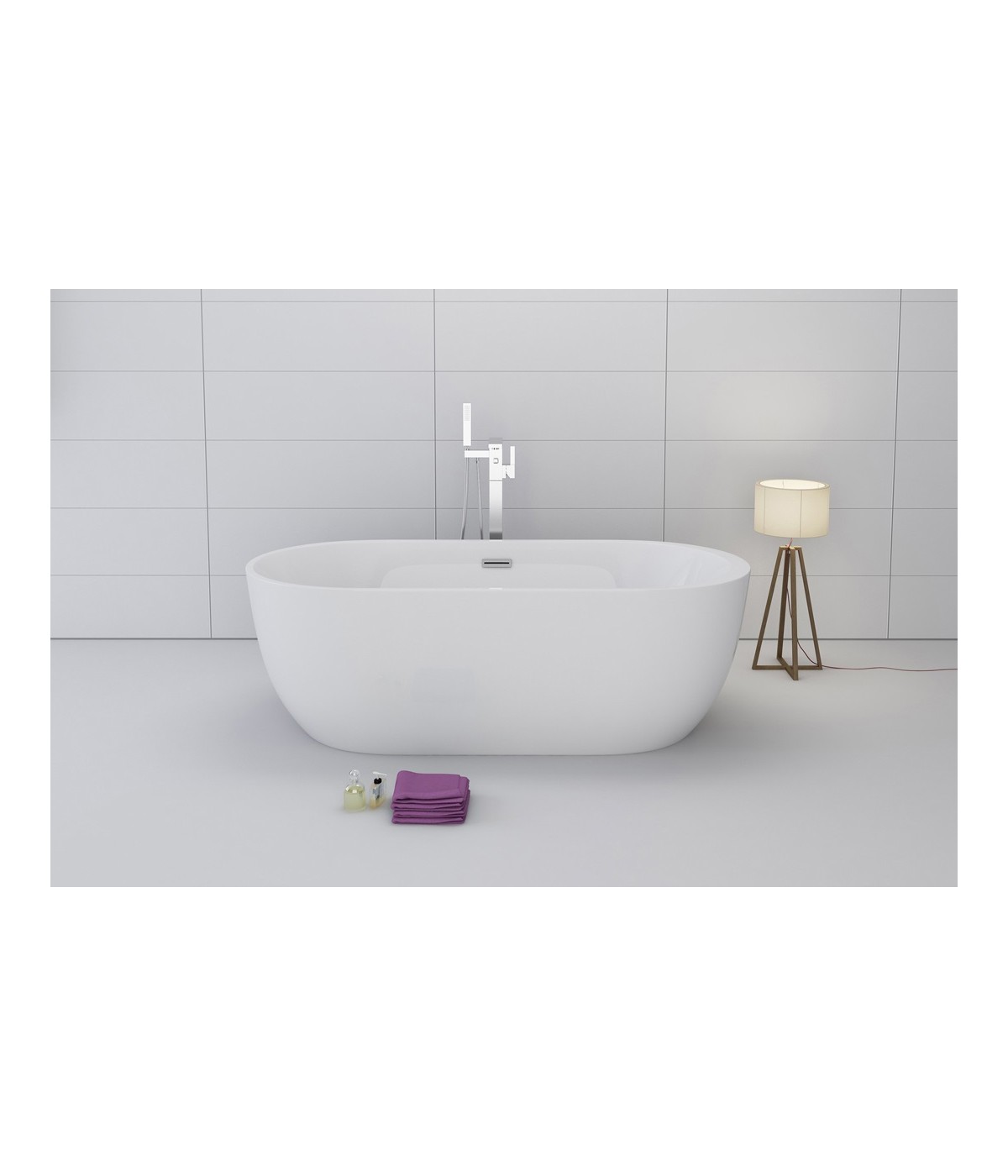 Freistehende Badewanne Oval 170x80 RENOZ MONOLITH ACRYL Ablaufgarnitur CLICK CLACK GRATIS !