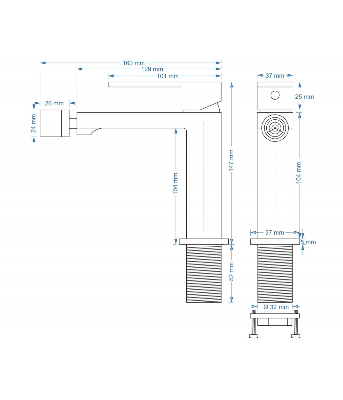 Bidetarmatur ANGOS Chrom Badarmatur Bidet-Mischbatterie