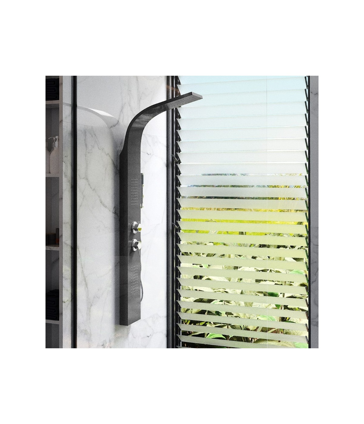 Duschpaneel ALTO Schwarz Edelstahl Massage Wasserfall