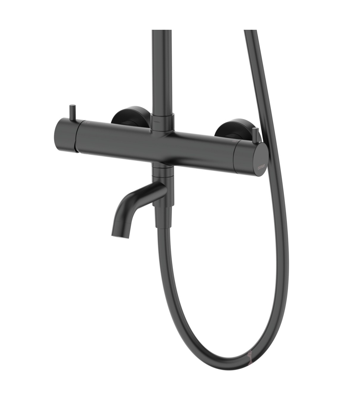 Brausegarnitur LUGO Schwarz mit Auslauf, Duschsäule