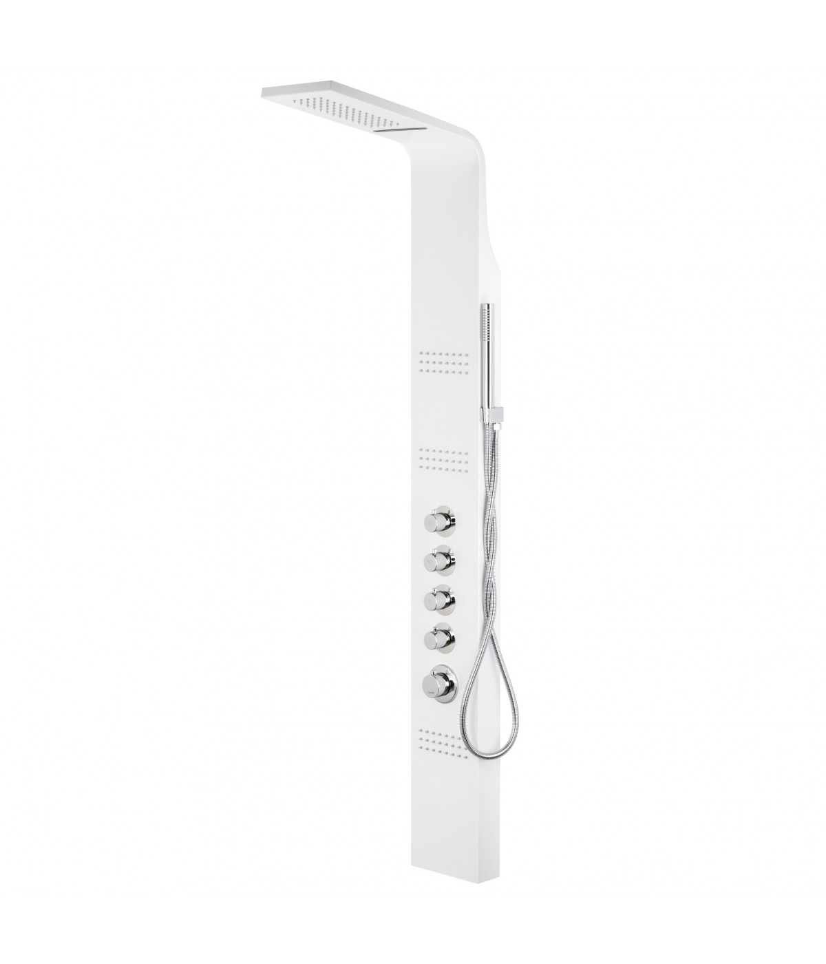 Duschpaneel KASKADA Weiß Thermostatisch Edelstahl Massage Wasserfall