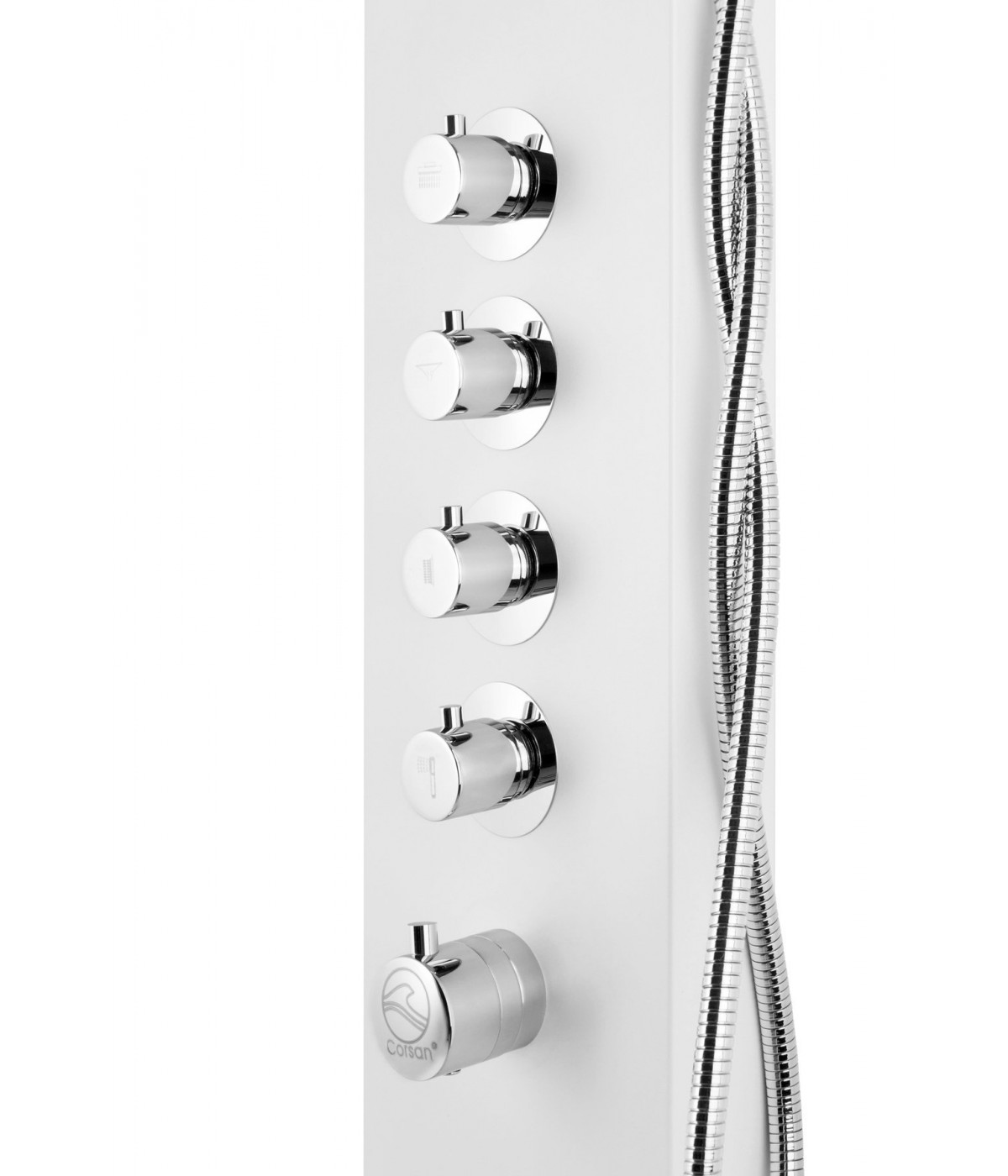 Duschpaneel KASKADA Weiß Thermostatisch Edelstahl Massage Wasserfall