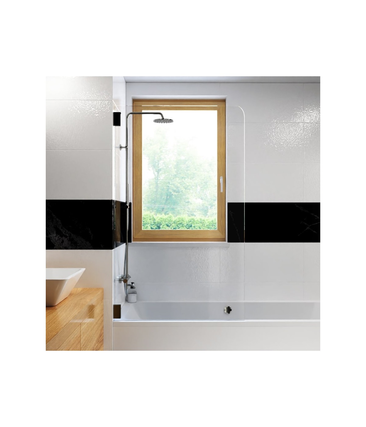 Brausegarnitur LUGO Chrom Thermostatisch mit Auslauf, Duschsäule