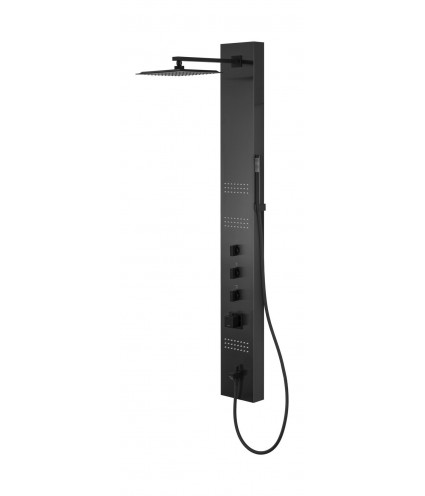 Duschpaneel NEOK Graphit Thermostatisch mit Auslauf, Edelstahl Massage Wasserfall