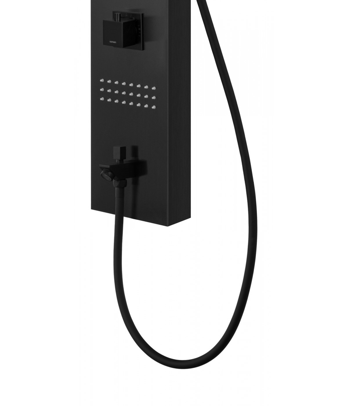 Duschpaneel NEOK Graphit Thermostatisch mit Auslauf, Edelstahl Massage Wasserfall