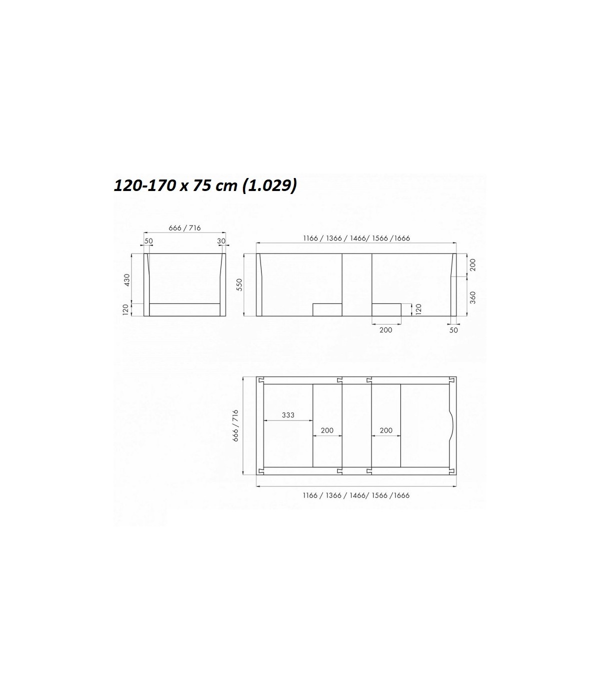 Styroporträger Wannenträger für Badewanne 120-170x75 1.029