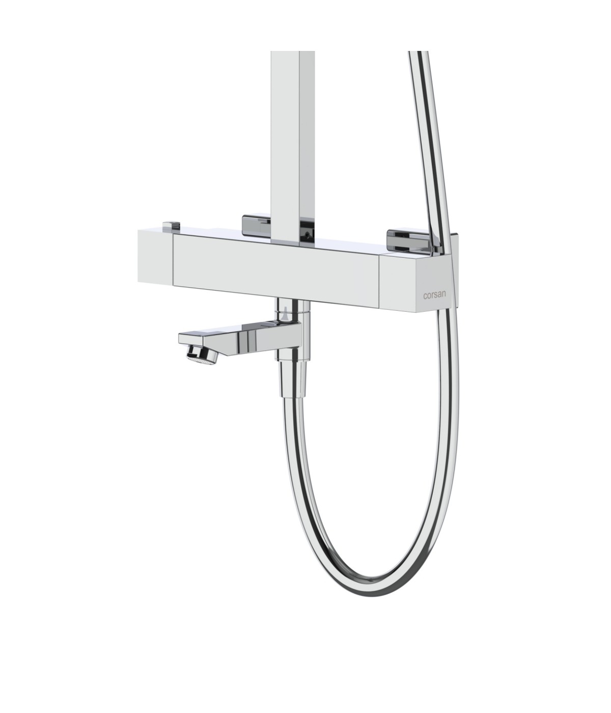 Brausegarnitur ANGOS Chrom Thermostatisch mit Auslauf, Duschsäule