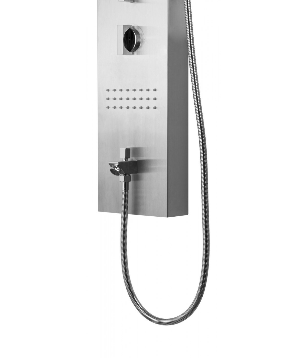 Duschpaneel NEOK Stahl mit Auslauf, Edelstahl Massage Wasserfall