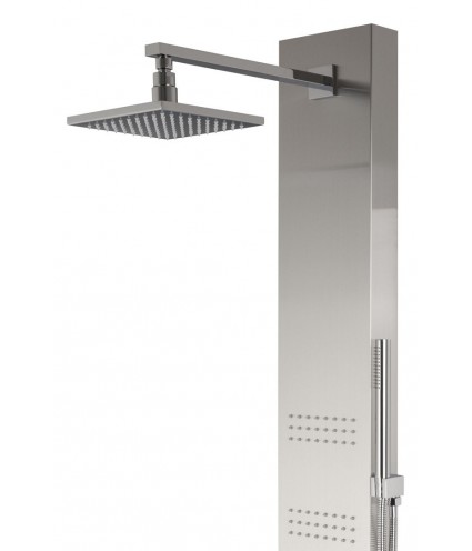 Duschpaneel NEOK Stahl Thermostatisch mit Auslauf, Edelstahl Massage Wasserfall