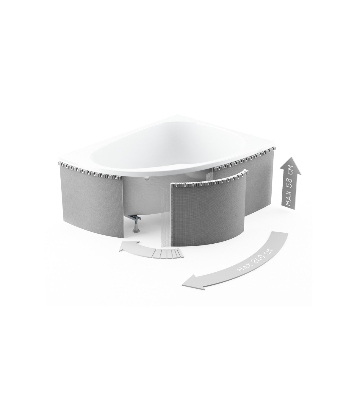 Verkleidung Styropor universell Eckbadewanne 1.040