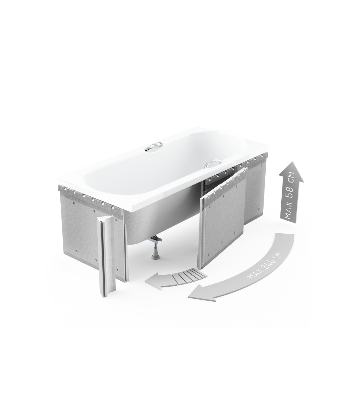 Verkleidung Styropor LED universell Rechteck Badewanne 1.041LED