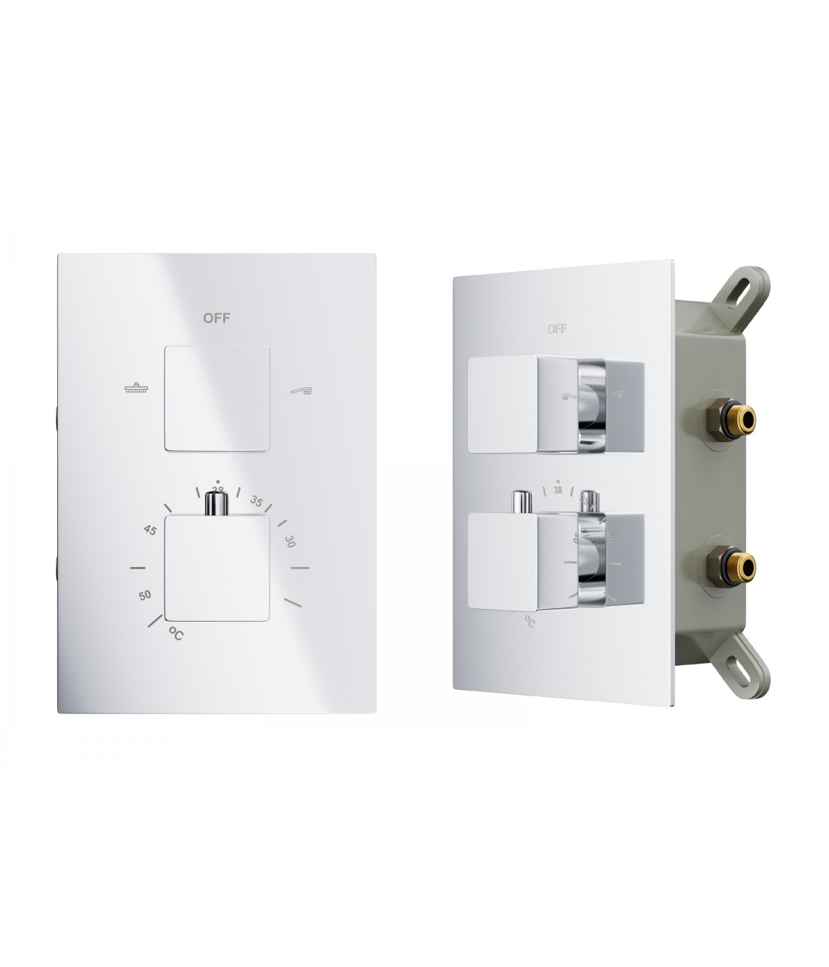 Duschsystem Unterputz Armatur Set ANGOS Chrom Thermostatisch