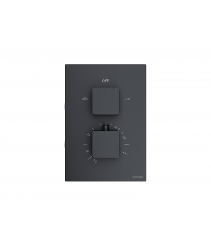 Brausebatterie Unterputz BOX Schwarz Thermostatisch Verdeckter Einbau Duschbatterie
