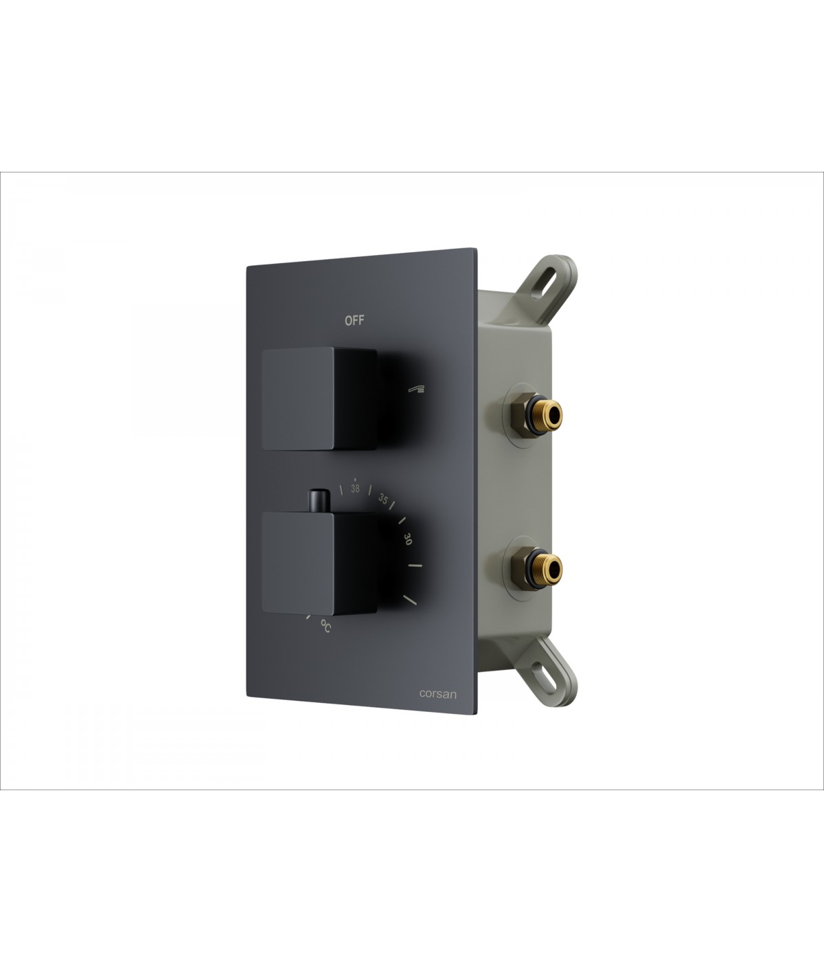 Brausebatterie Unterputz BOX Schwarz Thermostatisch Verdeckter Einbau Duschbatterie