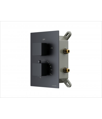 Brausebatterie Unterputz BOX Schwarz Thermostatisch Verdeckter Einbau Duschbatterie