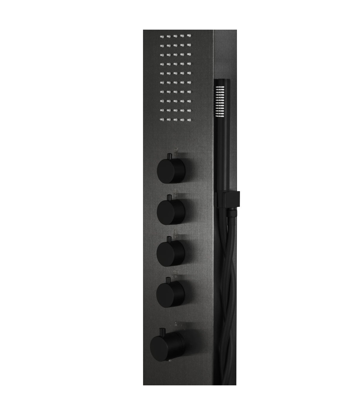 Duschpaneel SAMSARA Schwarz Thermostatisch Edelstahl Massage Wasserfall